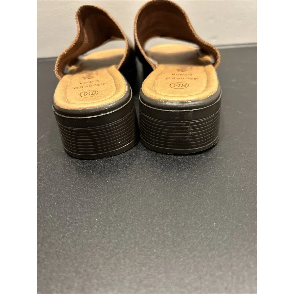 Romano Brazil Genuine Leather Size 8.5 Brown Lynda Sandals Slides Slip On